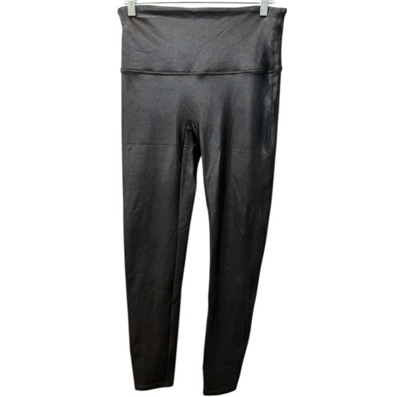 SPANX Pants - Spanx Faux Leather Leggings Metallic Black Textured Snakeskin High Waisted XL